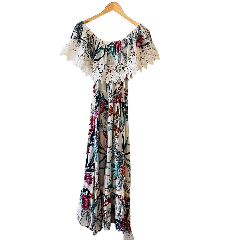 Umgee Floral Off Shoulder Hi Low Maxi Dress Size S Small Multicolored - Picture 3 of 9